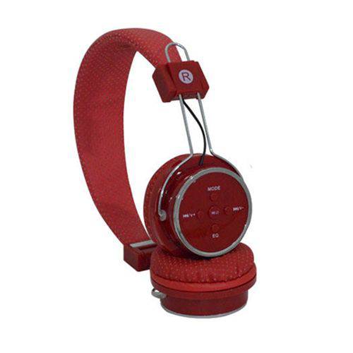 Fone de Ouvido Bluetooth 3.0 Sd Card P2 e Radio Fm Vermelho B-05