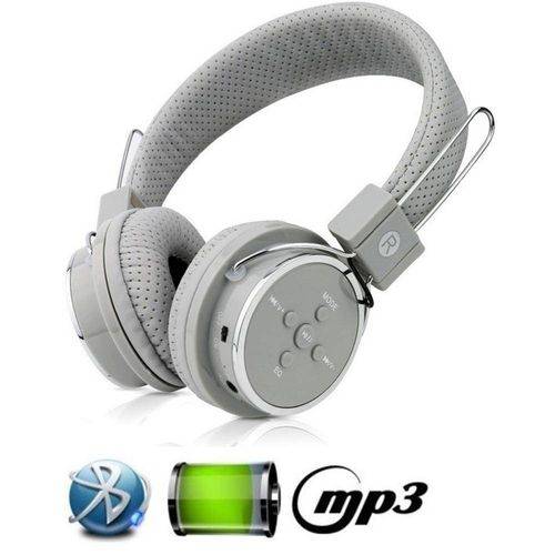 Fone de Ouvido Bluetooth Micro Sd Mp3 Rádio Fm Player - Cinza