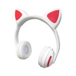 Fone de Ouvido Bluetooth Orelha de Gato com Led Headfone Branco