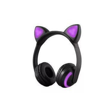 Fone de Ouvido Bluetooth Orelha de Gato com Led Headfone - Exbom