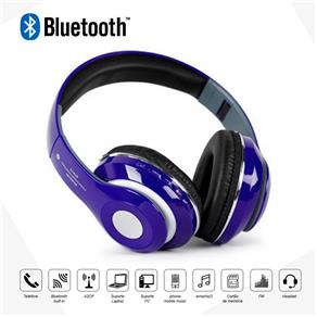Fone de Ouvido Bluetooth Sem Fio Stereo Handsfree com Entrada para Micro Sd - Azul