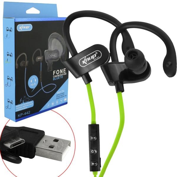 Tudo sobre 'Fone de Ouvido Esportivo Bluetooth Sem Fio com Microfone Headset Estereo Esporte Corrida Intra Auric - Knup'