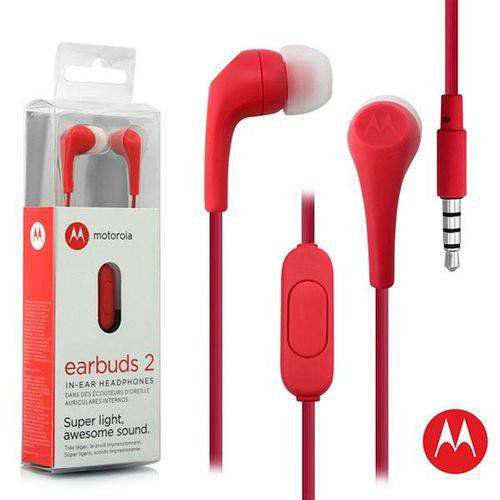 Fone de Ouvido Estereo INTRA Auricular com Microfone Vermelho Motorola