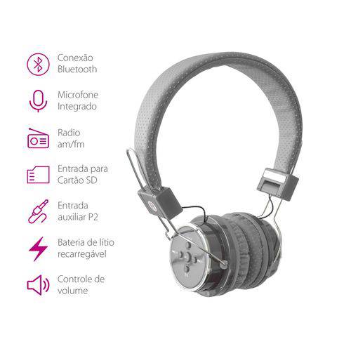 Fone de Ouvido Headphone Bluetooth Boas Cinza para Motorola Moto G