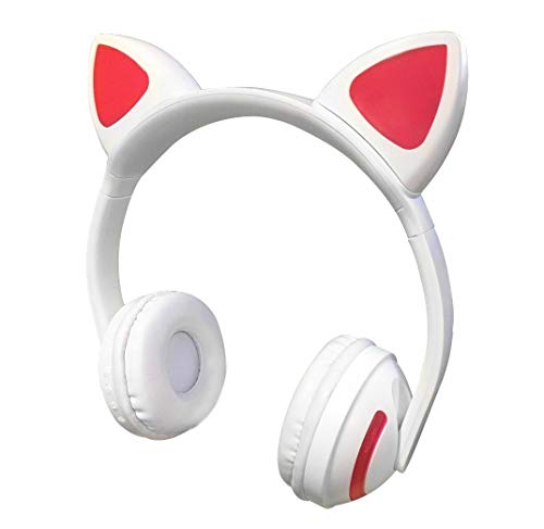 Fone de Ouvido Headphone Bluetooth Orelha de Gato LED Branco