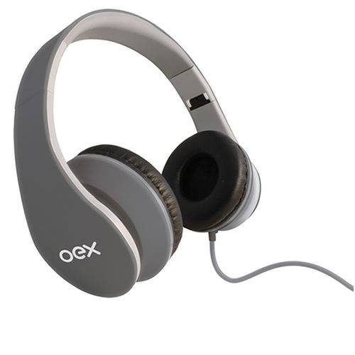 Fone de Ouvido Headphone Over Ear Oex Sense Hp100 - Dobrável + Microfone - Cinza