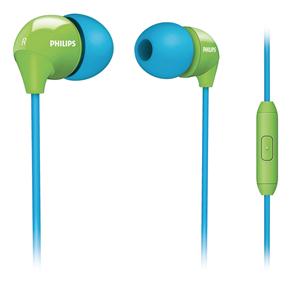 Fone de Ouvido Headset Philips SHE3575BG Intra-Auricular com Microfone Integrado e Botão de Chamadas - Azul e Verde