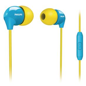 Fone de Ouvido Headset Philips SHE3575YB Intra-Auricular com Microfone Integrado e Botão de Chamadas - Amarelo e Azul