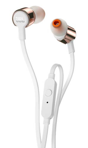 Fone de Ouvido In Ear Intra-auricular Branco e Rosa Dourado JBLT210RGD - JBL