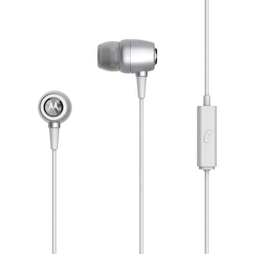 Fone de Ouvido Motorola Earbuds Metal Intra-Auricular com Microfone Prata