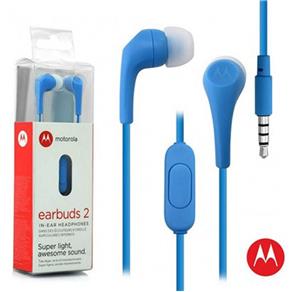 Fone de Ouvido Motorola Estereo Earbuds 2, Intra-Auricular com Microfone - Azul