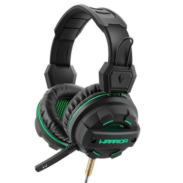Fone de Ouvido Multilaser Headphone Gamer Warrior Green USB e P2 LED Light - PH143