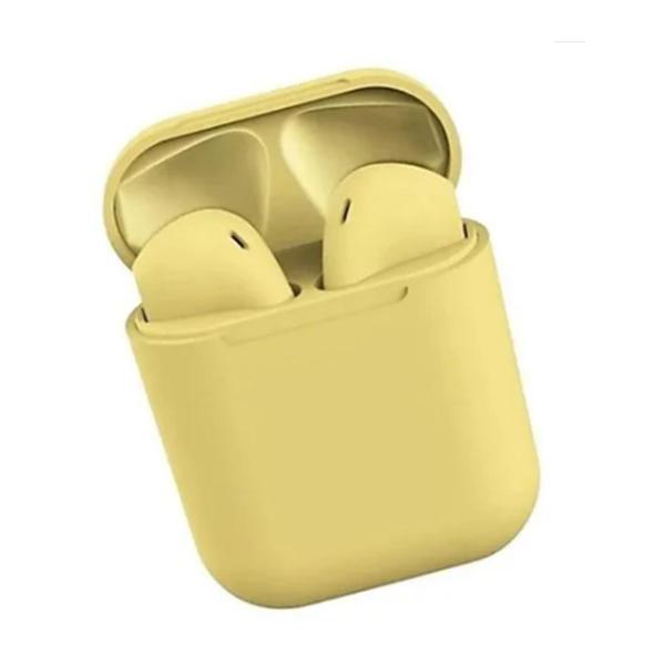 Fone de Ouvido Sem Fio Bluetooth I12 Macaron Amarelo - Tws