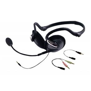 Fone de Ouvido Tipo Neckband com Microfone, Adaptador e Conector para Computador