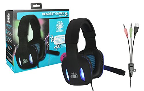 Fone Gamer Nemesis Headset Preto com Luz de LED Azul NM-2190