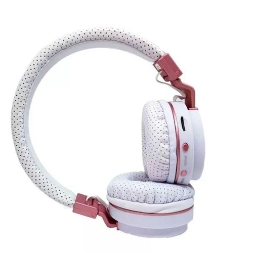 Fone Ouvido B09 Headphone Bluetooth Branco e Rosé
