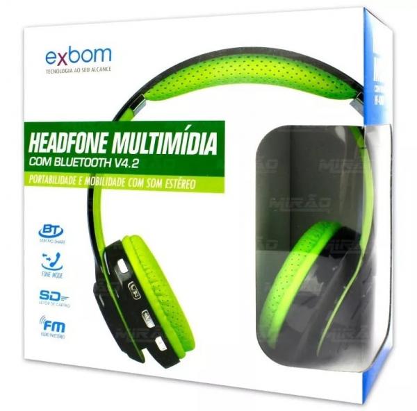 Fone Ouvido Bluetooth 4.2 Exbom Hf-420bt Verde