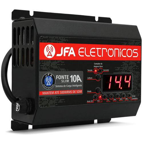Tudo sobre 'Fonte Automotiva Jfa 10a Slim 500w Carregador de Baterias Bivolt Automático Led Voltimetro Amperimet'