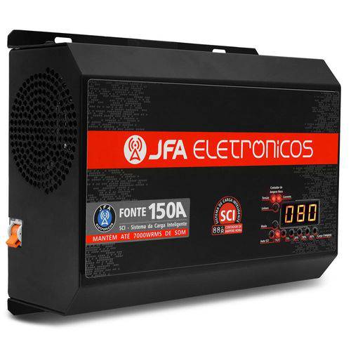 Tudo sobre 'Fonte Automotiva Jfa 150A 7000W Sci Carregador Bateria Bivolt Automático Led Voltímetro Amperímetro'