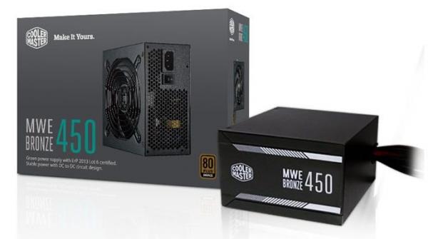 Fonte Cooler Master 450W 80 PLUS Bronze MWE (cabo de Forca Incluso) - MPX-4501-ACAAB-BR