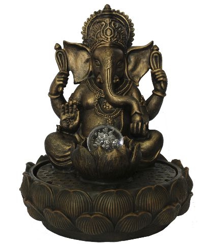 Tudo sobre 'Fonte de Água Ganesha com Flor de Lótus Grande (37cm) - Relaxar e Meditar'