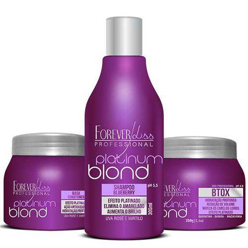Forever Liss - Kit Platinum Blond Shampoo + Máscara Condicionante + Btox Intensive