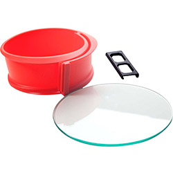 Forma de Silicone Desmontável Redonda 22cm Vermelha com Base de Vidro - La Cuisine
