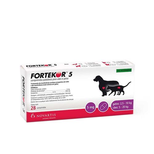 Tudo sobre 'Fortekor 5 (28 Comprimidos Palatáveis) - Novartis'