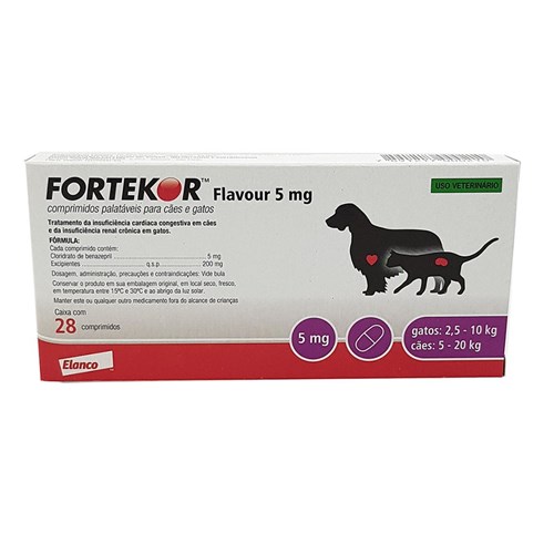 Fortekor 5mg 28 Comprimidos Novartis Insuficiência Cães e Gatos
