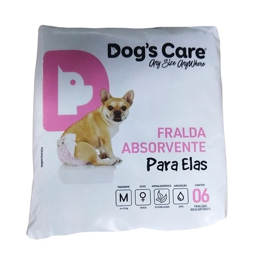 Fralda Absorvente para Elas Dogs Care - M com 6un