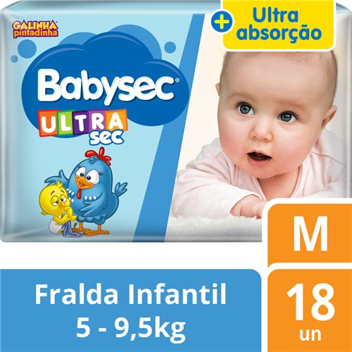 Fralda Babysec Galinha Pintadinha Ultrasec M 18 Unids