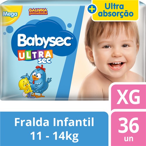 Fralda Babysec Galinha Pintadinha Ultrasec Xg 36 Unids