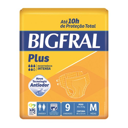 Fralda Bigfral M Plus Pacote com 9 Unidades