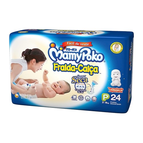 Fralda Calça MamyPoko Super Seca Tamanho P Pacote Regular com 24 Fraldas Descartáveis