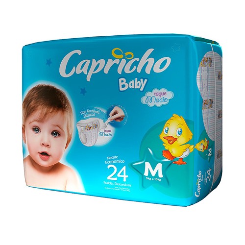 Fralda Capricho Baby Tamanho M Pacote com 24 Fraldas Descartáveis
