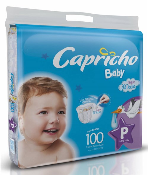 Fralda Capricho Baby - Tamanho P - 100 Unidades