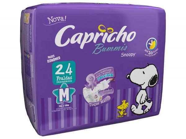 Fralda Capricho Bummis Snoopy Tam M 24 Unidades - Camada Interna Extra Suave com Aloe Vera