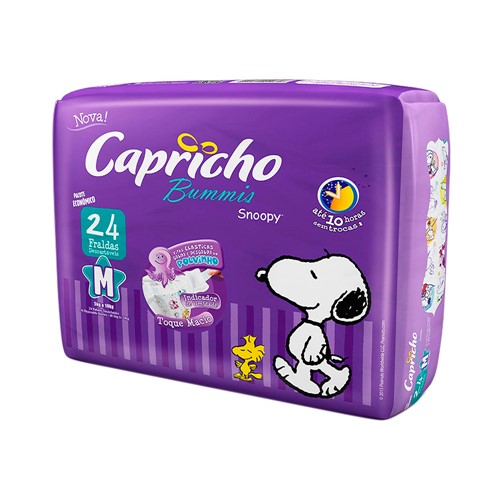 Fralda Capricho Bummis Snoopy Tamanho M Pacote com 24 Fraldas Descartáveis
