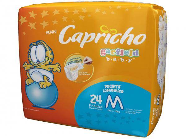 Fralda Capricho Garfield Baby Tam M - 24 Unidades Tecnologia Respirável