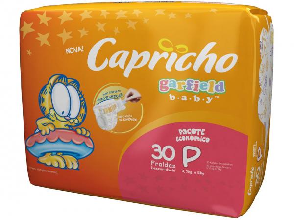 Fralda Capricho Garfield Baby Tam P 30 Unidades - Indicador de Umidade
