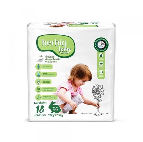 Fralda Descartável Ecológica Herbia Baby GG com 18 Unidades - Herbia