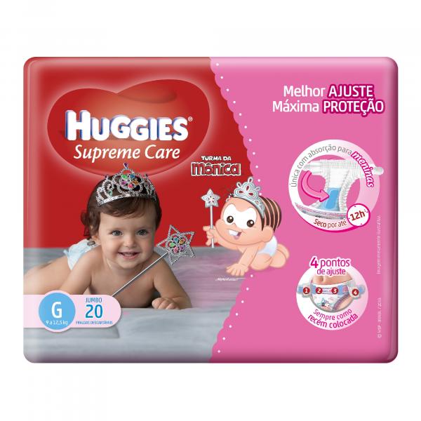 Fralda Descartável Turma da Mônica Huggies Supreme Care Feminina G 20 Unidades