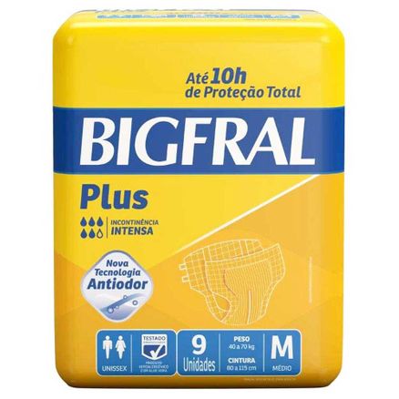 Fralda Geriátrica Bigfral Plus M 9 Unidades