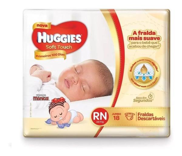 Fralda Huggies Soft Touch Primeiros 100 Dias Rn - 18 Fraldas