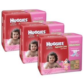 Fralda Huggies Supreme Care Soft Touch Meninas com 156 Unidades - Tamanho XG