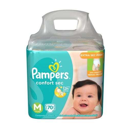 Fralda Pampers Confort Sec Pack Tamanho M 70 Unidades