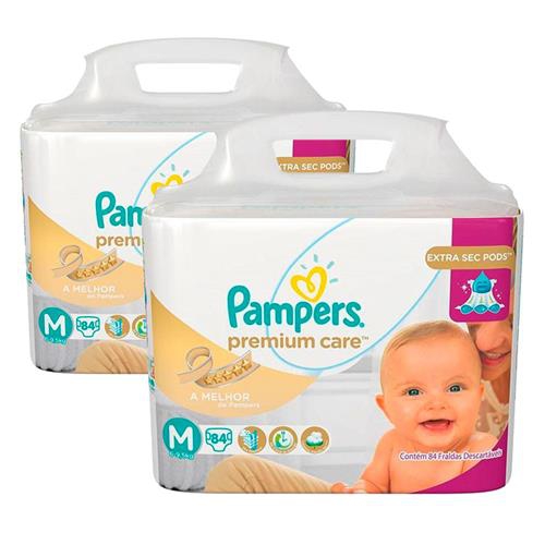 Fralda Pampers Premium Care Nova Tamanho M 168 Tiras