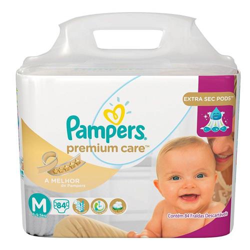 Fralda Pampers Premium Care Nova Tamanho M 84 Tiras