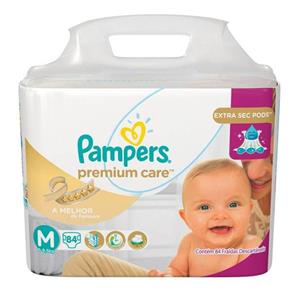 Fralda Pampers Premium Care Nova Tamanho M 84 Tiras