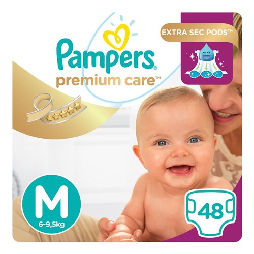 Fralda Pampers Premium Care - Tamanho M - 48 Unidades
